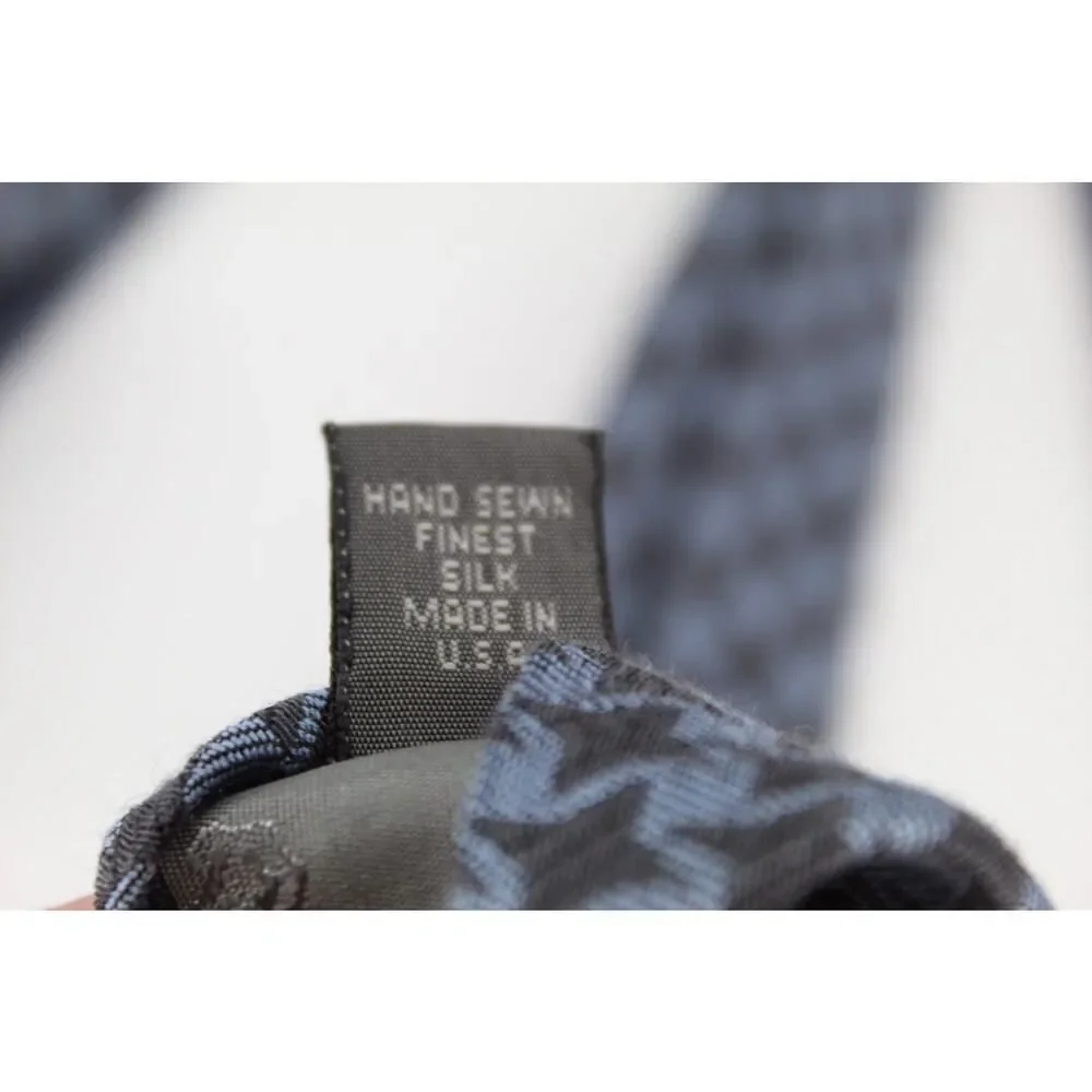 Robert Talbott Best of Class Tie Gray Blue Houndstooth 100% Silk Hand Sewn USA
